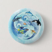 Wereld Oceans Day Pinback Button (Voorkant)