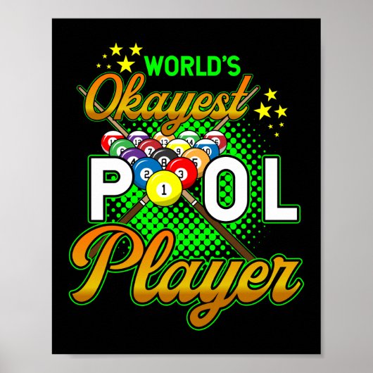 Wereld Okayest Pool Player Billiards Poster (Voorkant)
