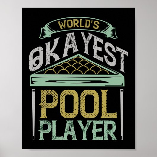 Wereld Okayest Pool Player Billiards Poster (Voorkant)