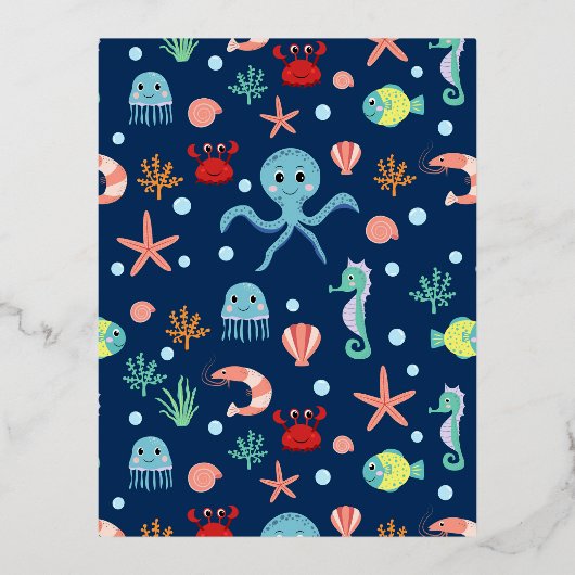 Wereld onder water folie feestdagen briefkaart (Voorkant)
