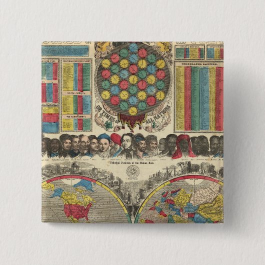 Wereld op één Uitzicht Vierkante Button 5,1 Cm (Voorkant)