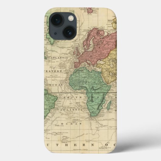 Wereld op Mercators Projectie 2 Case-Mate iPhone Case (Achterkant)
