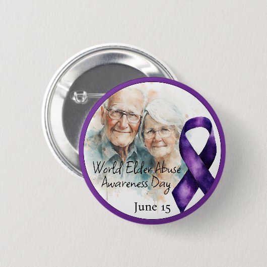 Wereld Ouderenmishandeling Dag 15 juni Ronde Button 5,7 Cm (Voorkant /achterkant)