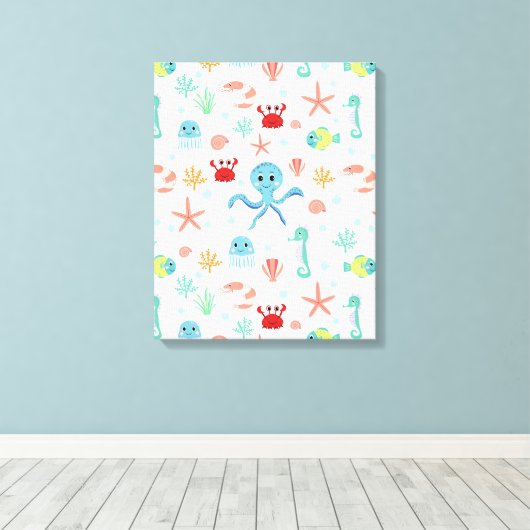 Wereld patroon canvas afdruk (Insitu (Houten vloer))