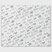 Wereld plaatsen stadsnamen reizen wanderlust cool cadeaupapier (Vlak)