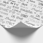 Wereld plaatsen stadsnamen reizen wanderlust cool cadeaupapier (Hoek)