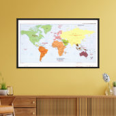 Wereld politieke regionale kaart (1985) canvas afdruk (Insitu (Woonkamer))