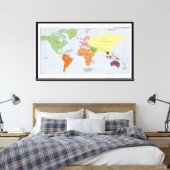 Wereld politieke regionale kaart (1985) canvas afdruk (Insitu (Slaapkamer))