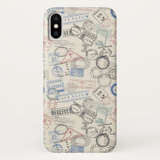 Wereld Postzegels Patroon Case-Mate iPhone Case (Achterkant)