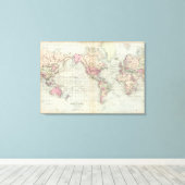 Wereld, prognose van Mercator 2 Canvas Afdruk (Insitu (Houten vloer))