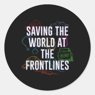 Wereld redden bij Frontline Medical Staff Healthca Ronde Sticker