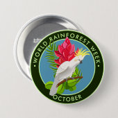 Wereld regenwoudweek, cockatoo, gember ronde button 7,6 cm (Voorkant /achterkant)