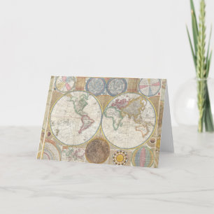 Wereld Reis Kaart Antiek Vintage Geografie