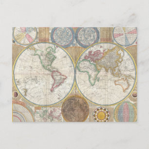 Wereld Reis Kaart Antiek Vintage Geografie