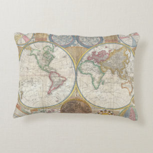Wereld Reis Kaart Antiek Vintage Geografie Accent Kussen