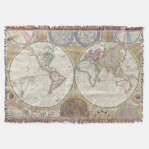 Wereld Reis Kaart Antiek Vintage Geografie Deken