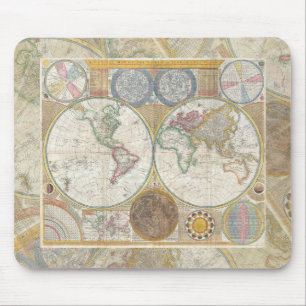 Wereld Reis Kaart Antiek Vintage Geografie Muismat