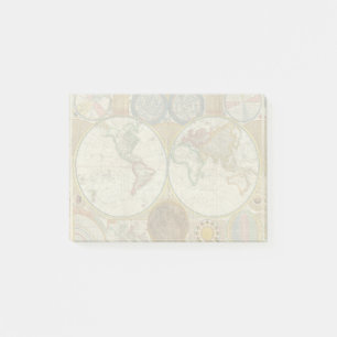 Wereld Reis Kaart Antiek Vintage Geografie Post-it® Notes