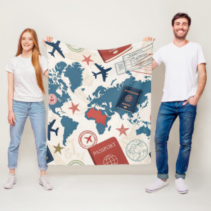 Wereld Reis Kaart Patroon Fleece Deken