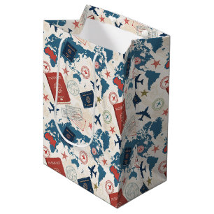 Wereld Reis Kaart Patroon Medium Cadeauzakje