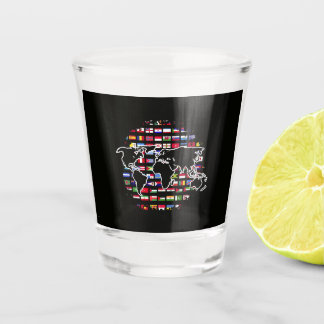 Wereld Reis Kaart Wereldkaart Internationale Vlagg Shot Glas