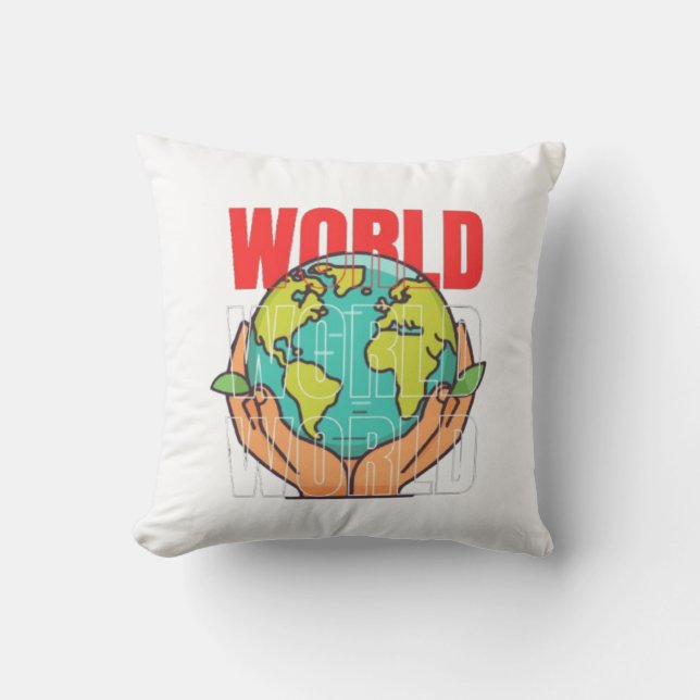 Wereld – Reisavontuur Globe Ontwerp Kussen (Voorkant)