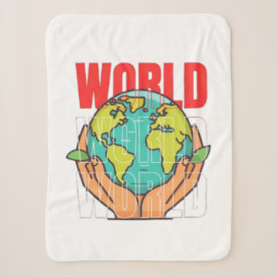 Wereld – Reisavontuur Globe-ontwerp Sherpa Deken