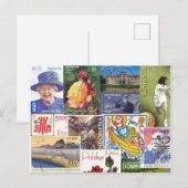 Wereld reisstempels (collage) briefkaart (Voorkant / Achterkant)