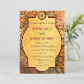 wereld reisthema bruiloft kaart (Staand voorkant)