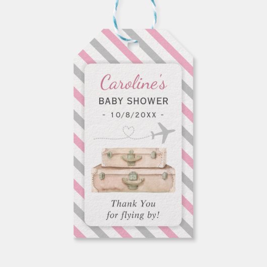 Wereld Reizen Baby Meisje Douche Mini Fles Favor Cadeaulabel (Achterkant)