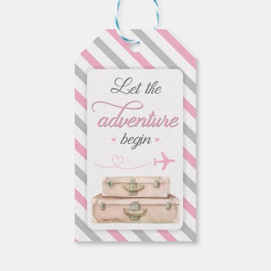 Wereld Reizen Roze Baby Meisje Douche Sprinkle Fav Cadeaulabel (Achterkant)