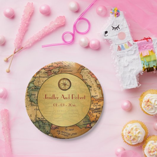  wereld reizen thema bruiloft papier borden papieren bordje (Feest)