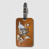 Wereld Reiziger Kaart Aangepaste Monogram Naam Lug Bagagelabel (Voorkant (verticaal))