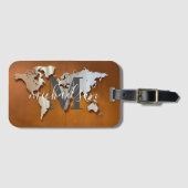 Wereld Reiziger Kaart Aangepaste Monogram Naam Lug Bagagelabel (Voorkant (horizontaal))