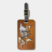 Wereld Reiziger Kaart Aangepaste Monogram Naam Lug Bagagelabel (Voorkant verticaal)