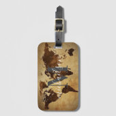 Wereld Reiziger Kaart Aangepaste Monogram Naam Lug Bagagelabel (Voorkant (verticaal))