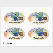 Wereld Reiziger, Ontwerp 2 Ovale Sticker (Vel)