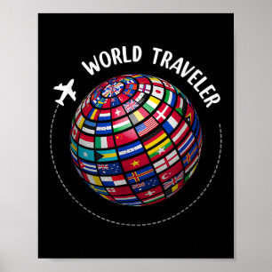 Wereld Reizigerskaart, Wereld Vlaggen Reiziger, La Poster