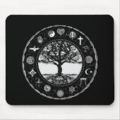 Wereld Religies Zwarte en Witte Boom Muismat (Voorkant)