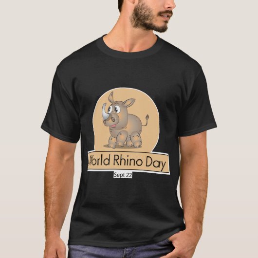 Wereld Rhino Dag teken T-shirt (Voorkant)