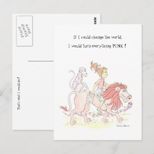 Wereld roze wijzigen briefkaart (Voorkant / Achterkant)