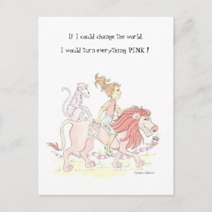 Wereld roze wijzigen briefkaart
