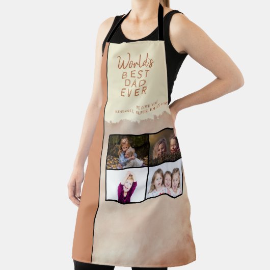 Wereld `s Beste Papa Script Waterverf Fotocollage Schort (Insitu)