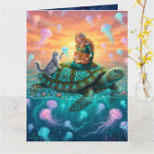 wereld schildpad kaart (Gele Bloem)
