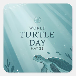 Wereld Schildpaddendag Onderwater Zeeschildpad Kun Vierkante Sticker
