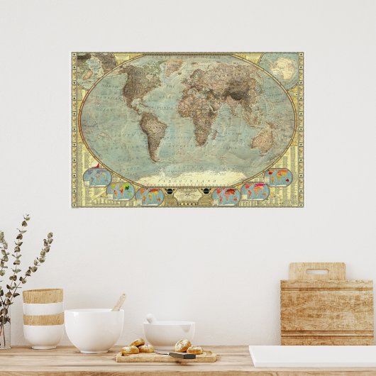 Wereld - Stereotypekaart Poster (Keuken)