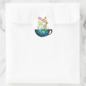 Wereld Tea Cup Ronde Sticker (Tas)