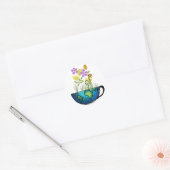 Wereld Tea Cup Ronde Sticker (Envelop)