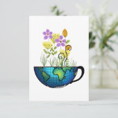 Wereld Tea Cup RSVP Kaartje (Staand voorkant)