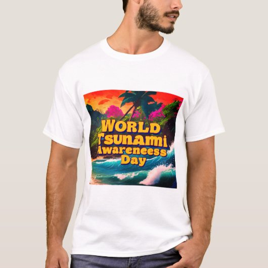Wereld Tsunami Awareness Day Tropisch T-shirt (Voorkant)